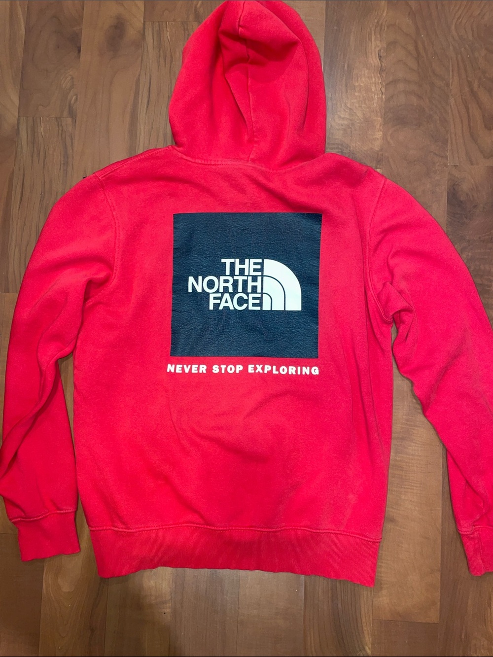 The North Face Red Crewneck Hoodie with White Logo - Picture 3 of 3